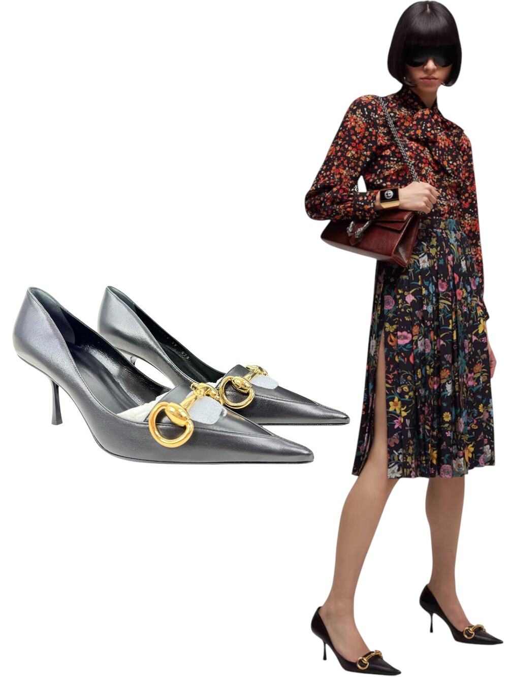 New Gucci Boulevard Oversized Horsebit Leather Pumps Black Size 39